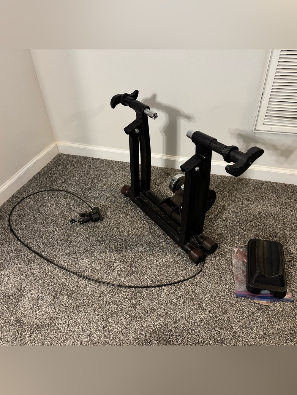 Black Bicycle Trainer Stand with Quick-Release Skewer